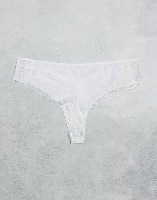 ASOS DESIGN Curve - Confezione da 3 perizomi beige invisibili e in pizzo nero, bianco e beige, 3 di 3