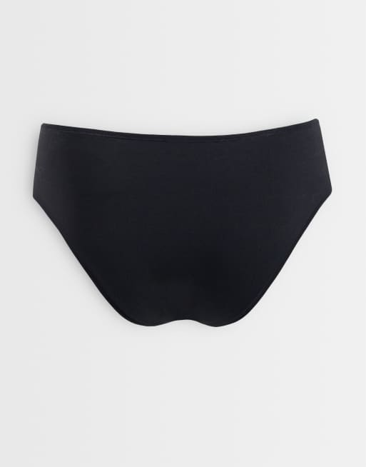 ASOS DESIGN Curve confezione da 3 slip brasiliani in cotone a copertura media neri, 3 di 3