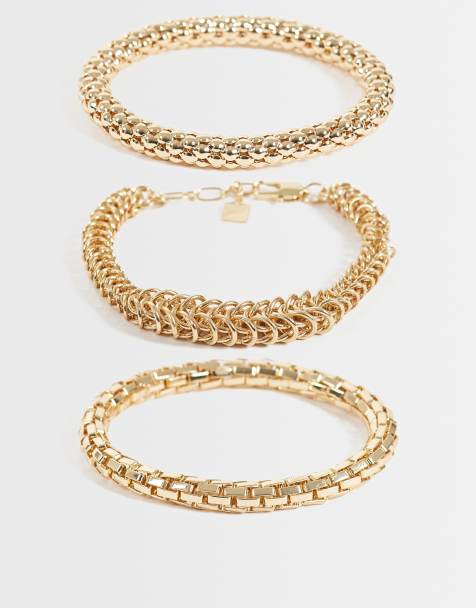 ASOS DESIGN Curve confezione multipack di bracciali con catenine assortite color oro - view 1
