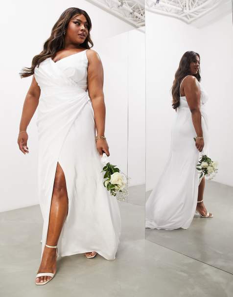 Simple Satin Plus-Size Wedding Dress