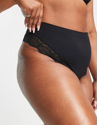 ASOS DESIGN Curve Contouring medium control thong in black