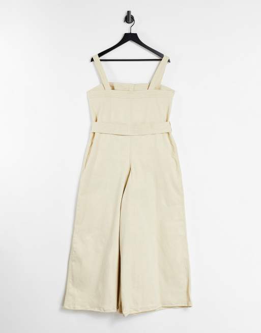 Button Front Wide Leg Romper Dungaree