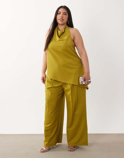 ASOS DESIGN Curve - Coordinato aderente in twill verde - view 1