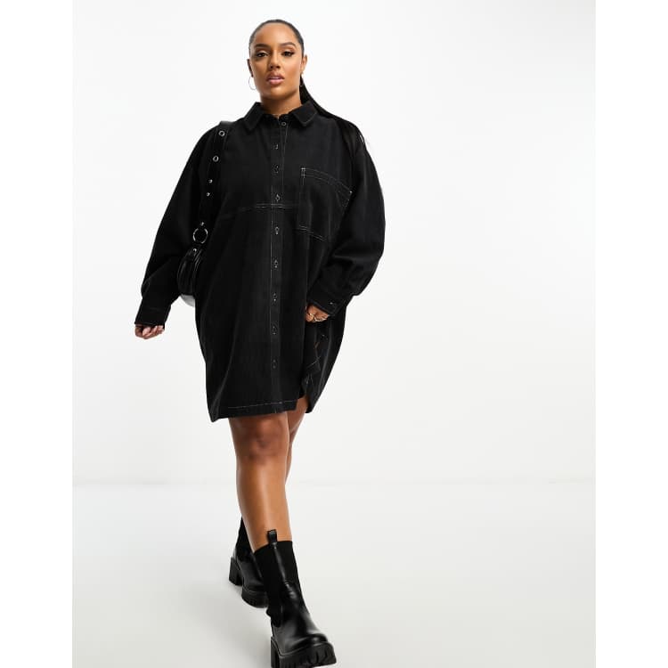 [RRACE] / ☆ Cowl-Neck Shirt Dress / Charcoal Electric Festival T-Shirt Dress - Charcoal | Fashion Nova