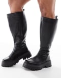 [ASOS DESIGN] ASOS DESIGN Curve Corey chunky knee boots in black 6 Black