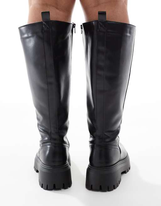 ASOS DESIGN Curve Corey chunky knee boots in black