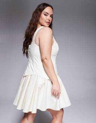Asos Curve Asos Design Curve Corset Full Skirt Mini Dress In White