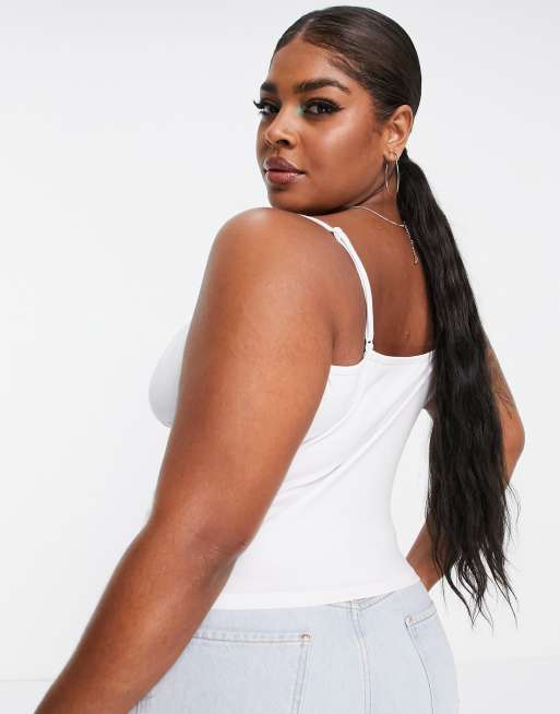 ASOS DESIGN Curve - Corset sans manches avec surpiqûres au niveau du buste - Blanc, 4 de 4