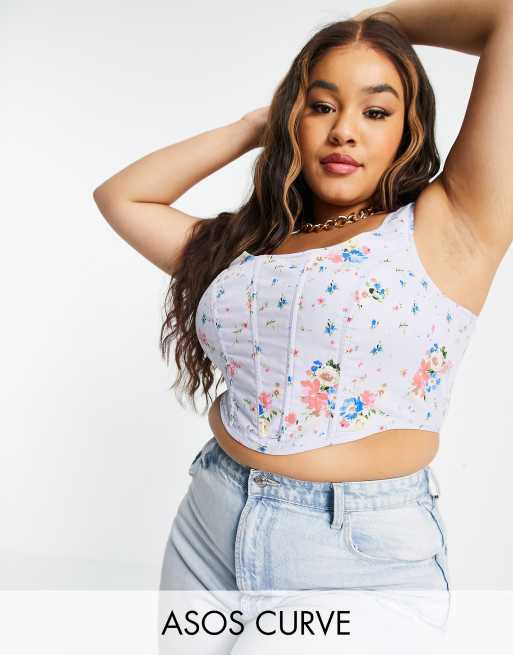 ASOS DESIGN Curve corset top in floral print | ASOS