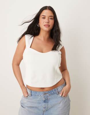ASOS DESIGN Curve - Corsetto color avorio in tessuto ponte - view 1