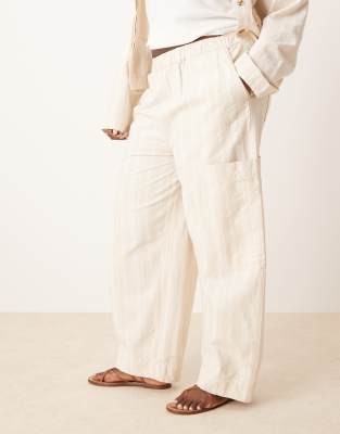 Asos Design Curve Cotton Barrel Leg Pants With Utility Pockets