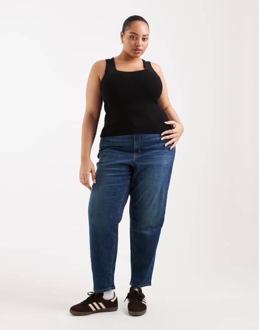 ASOS DESIGN Curve cotton blend knit scoop neck cami top in black, 4 of 4