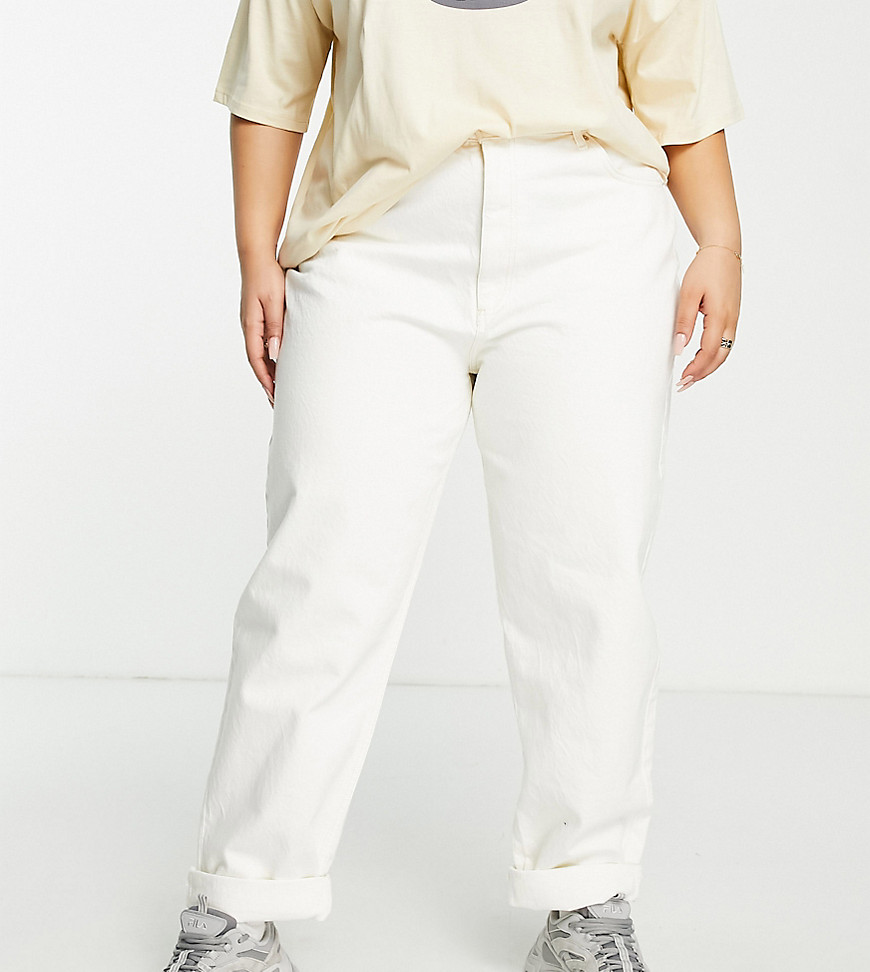 Plus-size jeans by ASOS DESIGN High rise Belt loops Five pockets Sits on the ankle Relaxed mom fit