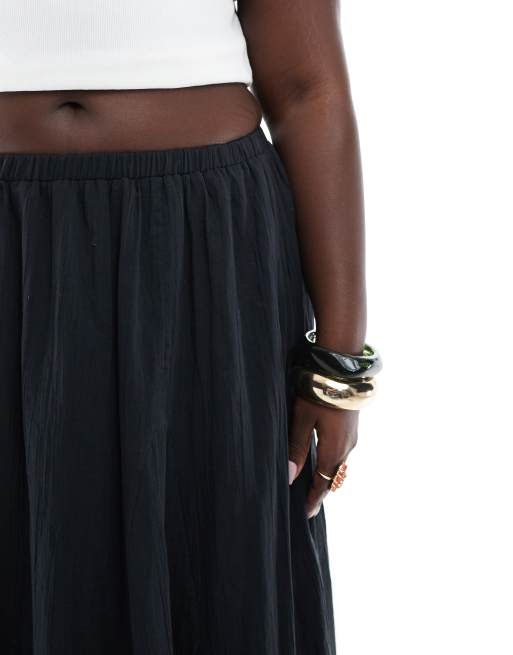 ASOS DESIGN Curve cotton godet maxi skirt in black