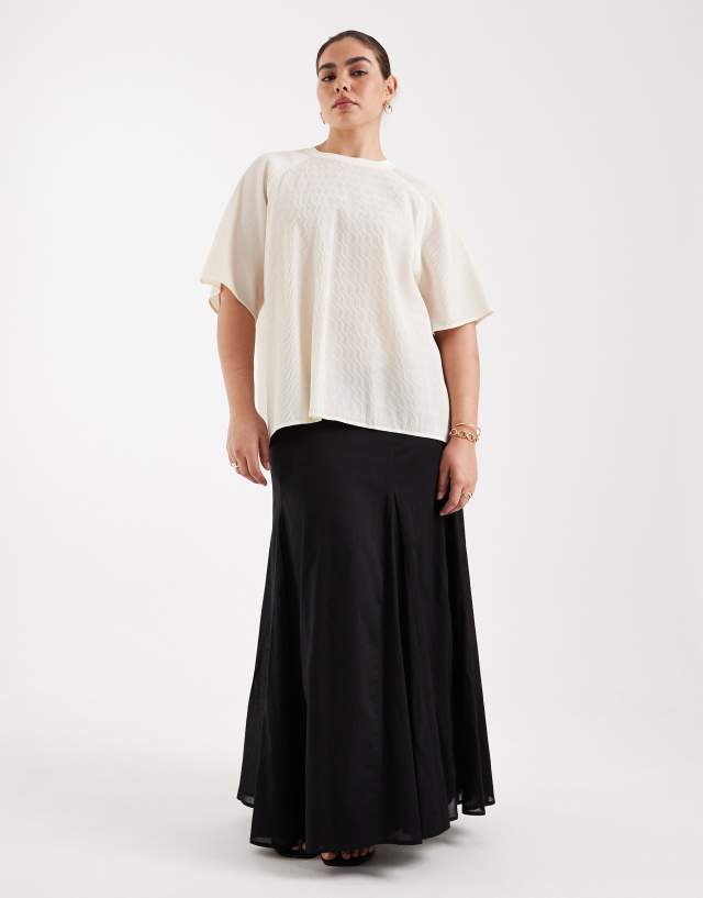 ASOS DESIGN Curve cotton godet maxi skirt in black