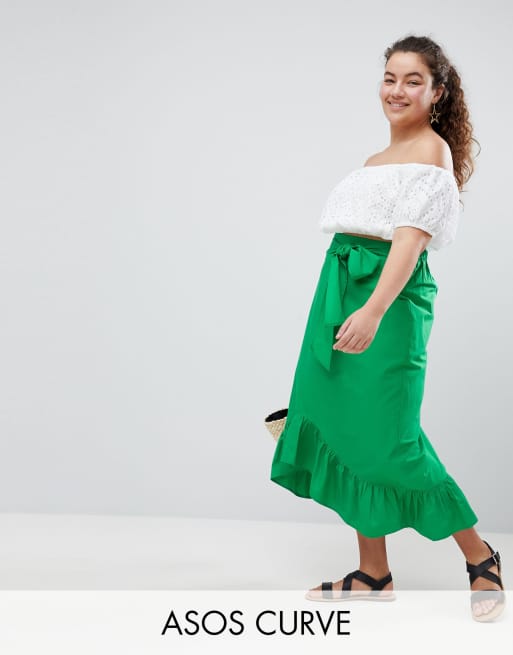 Asos design high waist midi skirt with tie hotsell
