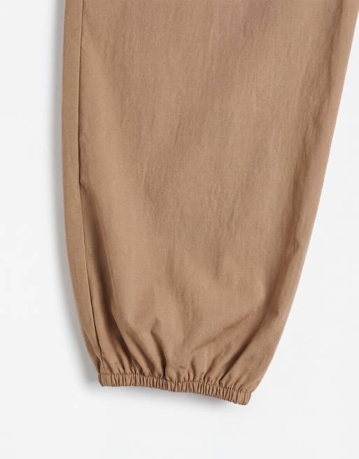 ASOS DESIGN Curve cotton/nylon blend pull-on balloon pants in camel, 10 of 10