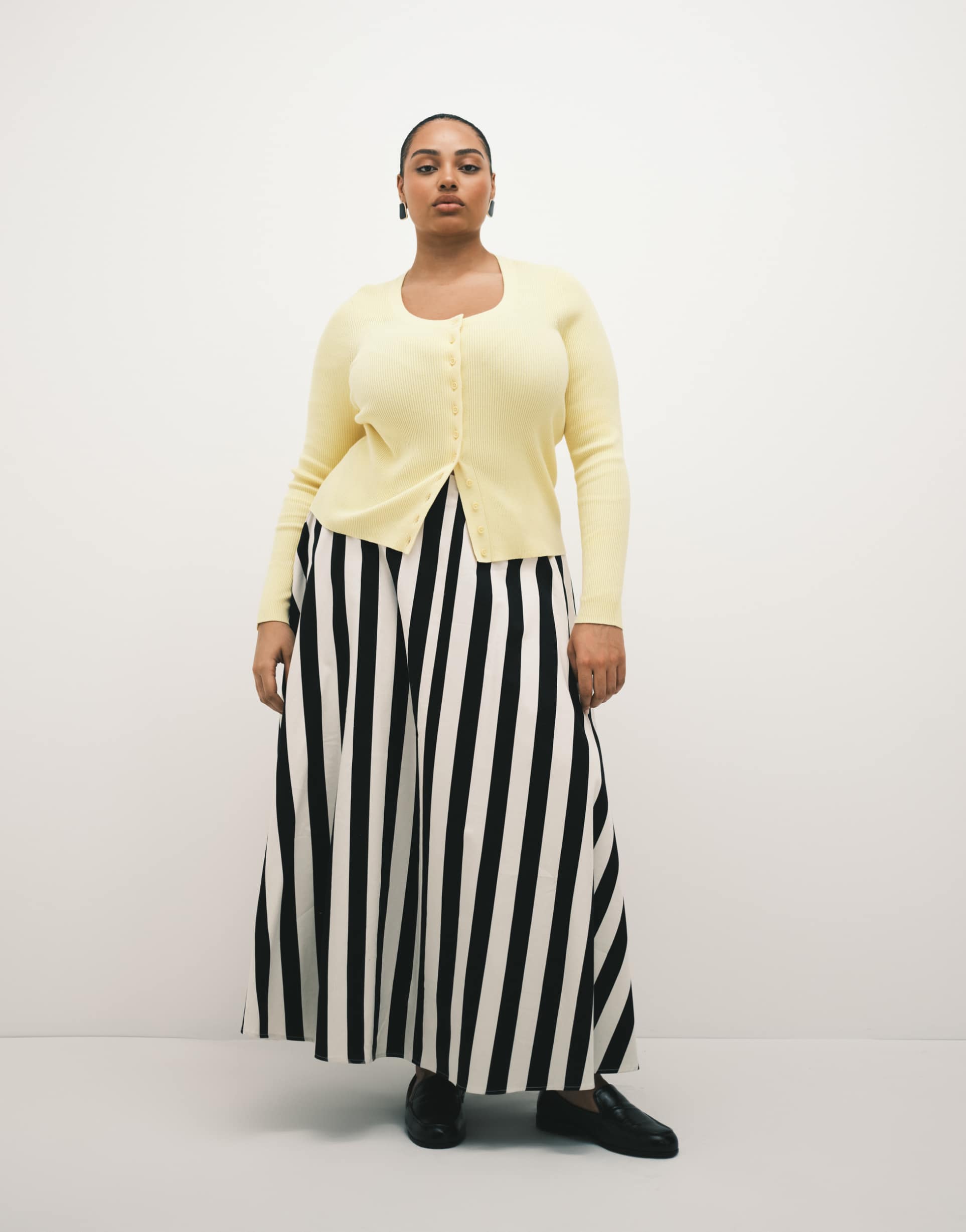 asos design curve cotton sateen volume circle skirt in stripe