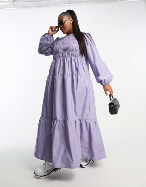 Plus size purple discount maxi dress with sleeves