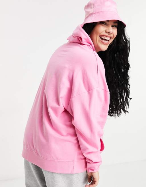ASOS DESIGN Curve cotton super oversized boyfriend hoodie in pink - PINK, 2 of 4