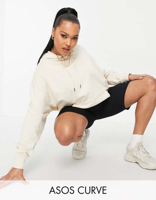 ASOS DESIGN Curve cotton super oversized boyfriend hoodie in stone - BEIGE