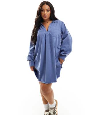 Shop ASOS Curve DESIGN cotton twill pocket shift mini with raw hem Online – Trendy & Affordable Fashion