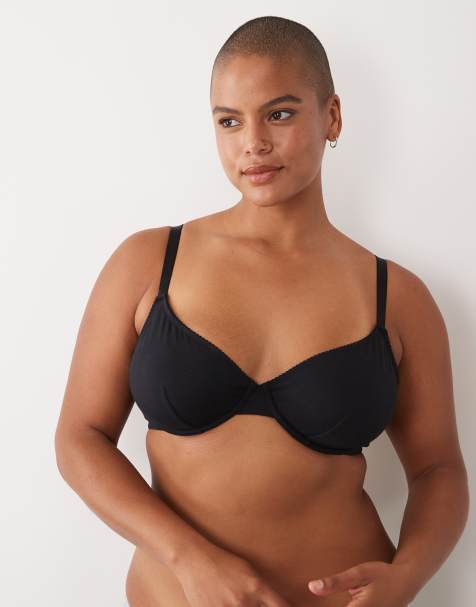 ASOS DESIGN Curve cotton underwire bra in black - view 1