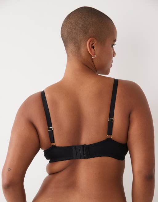 ASOS DESIGN Curve cotton underwire bra in black, 4 of 4