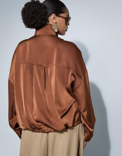 ASOS DESIGN Curve - Coupe-vent en satin - Chocolat, 4 de 4