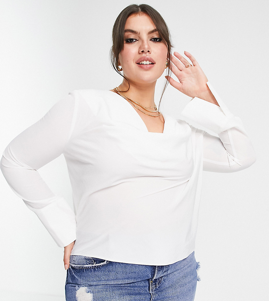 Plus-size blouse by ASOS DESIGN Introduce it to your other nice tops Cowl neck Long sleeves Split cuffs Side splits Regular fit