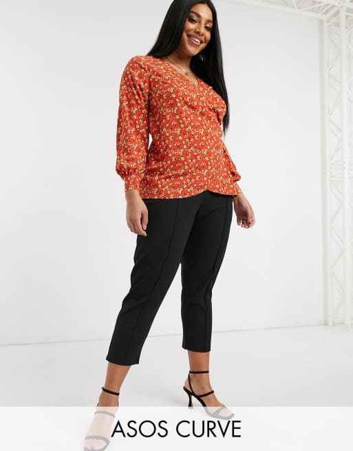 ASOS DESIGN Curve crepe peg pants with pintucks