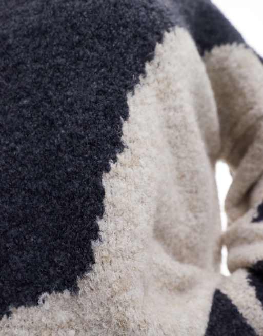 ASOS DESIGN Curve crew neck boucle jumper in abstract print, 4 of 4