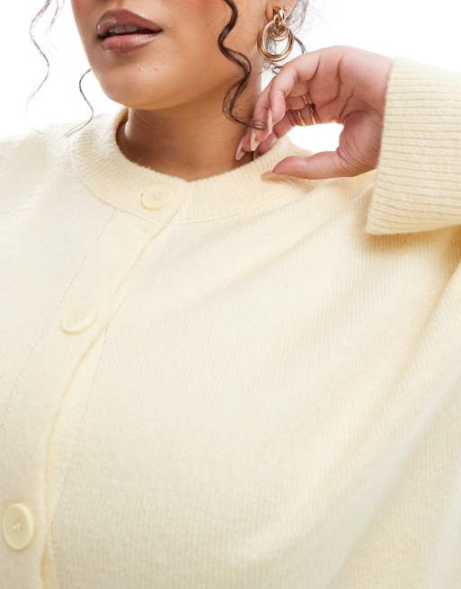 ASOS DESIGN Curve crew neck cardigan in buttermilk, 4 of 4