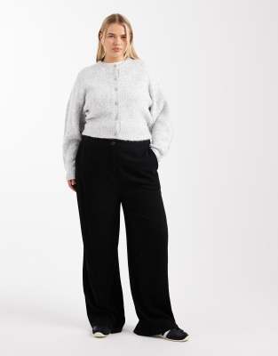 Asos Curve Asos Design Curve Crew Neck Cardigan With Stitch Detail In Neutral