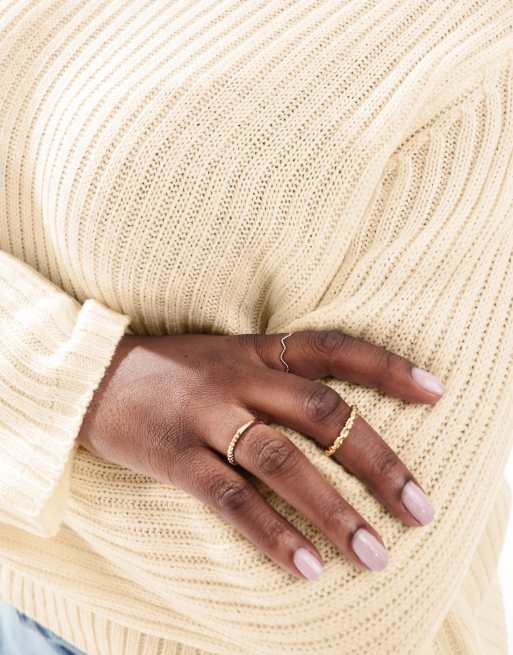 ASOS DESIGN Curve crew neck jumper in rib in cream, 3 of 4