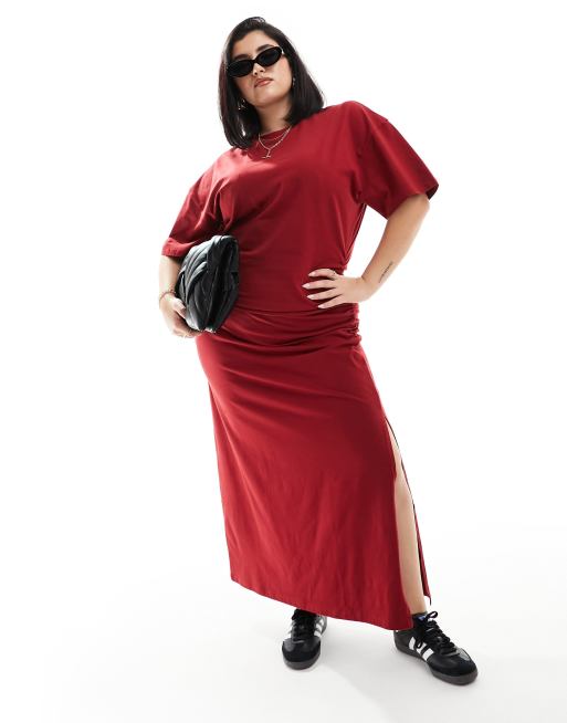 Plus Ruched Sleeve Sweatshirt Dress