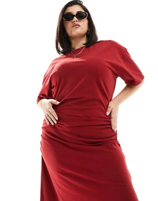 plus size burgundy shirt dress Plus Size Polo Dress main image 0