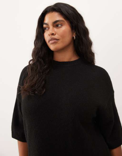 ASOS DESIGN Curve crew neck T-shirt with wool in black - part of a set, 4 of 4