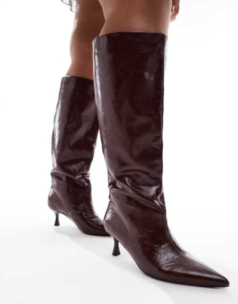 ASOS DESIGN Curve - Crimson - Stivali al ginocchio con tacchetto a spillo bordeaux - view 1