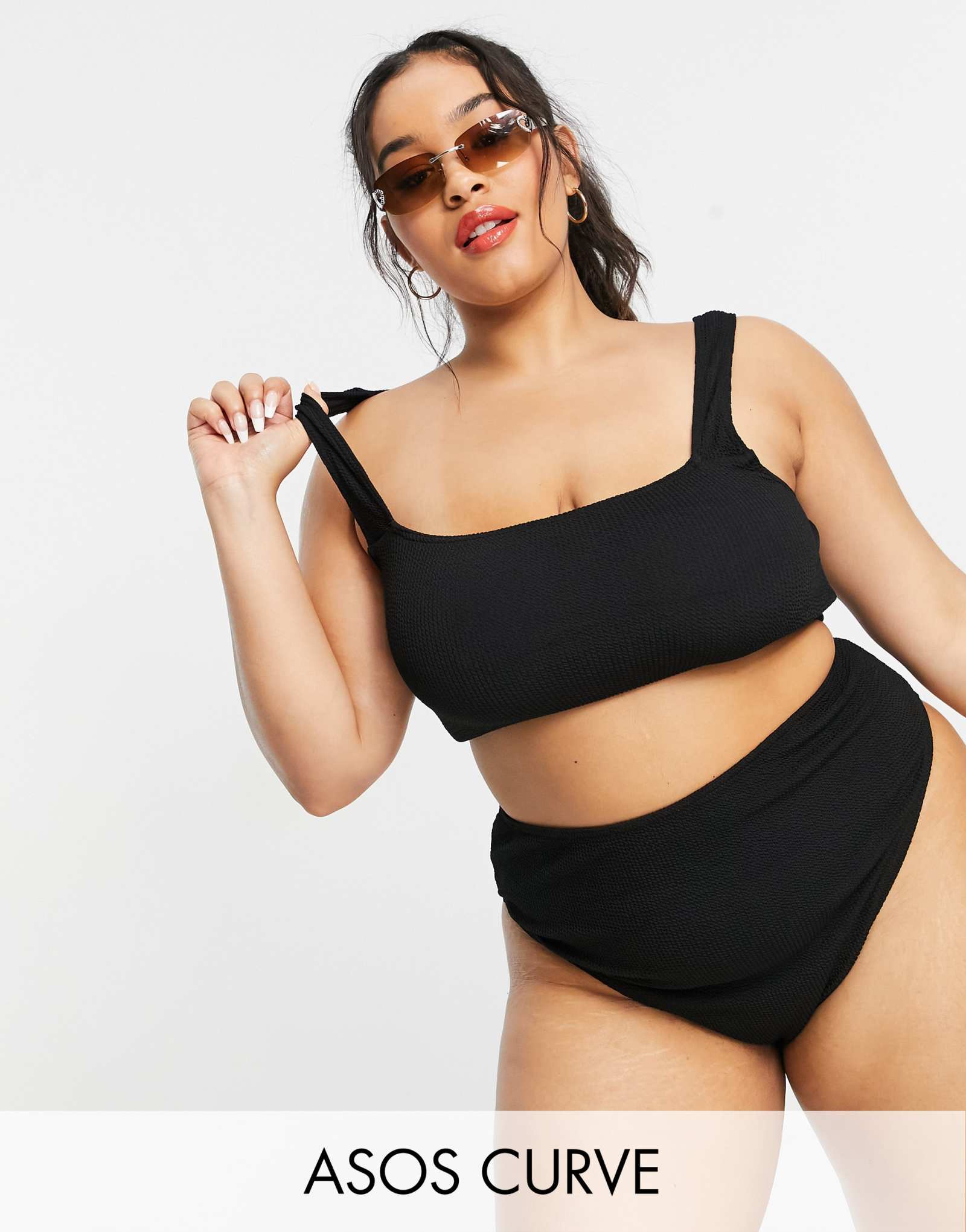 ЧЕРНЫЕ плавки-бикини ASOS DESIGN Curve с высокой посадкой и завышенной талией
