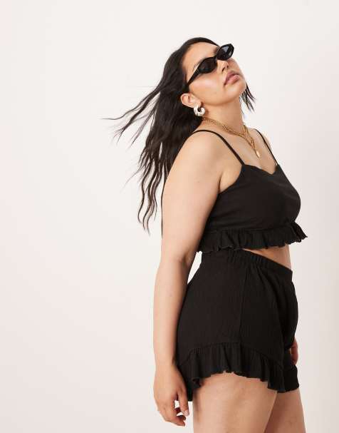 ASOS DESIGN Curve crinkle set in black - view 1