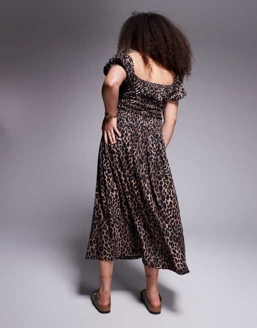 knee length dresses for ladies Rent ASOS DESIGN Long Sleeve Maxi Dress With Low Rise Skirt In Leopard Print