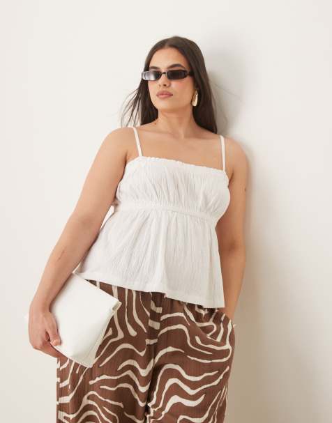 ASOS DESIGN Curve  crinkle textured cami top in white - view 1