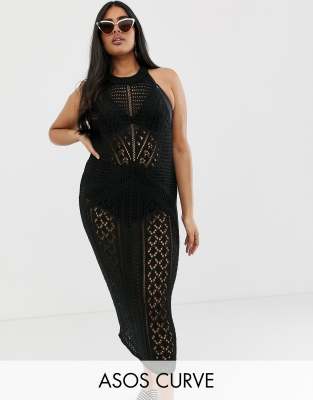 asos plus size black dresses