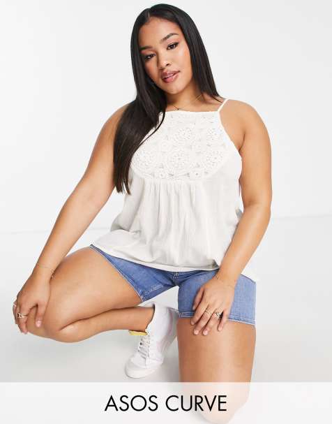 ASOS DESIGN Curve crochet mix sun top in cream