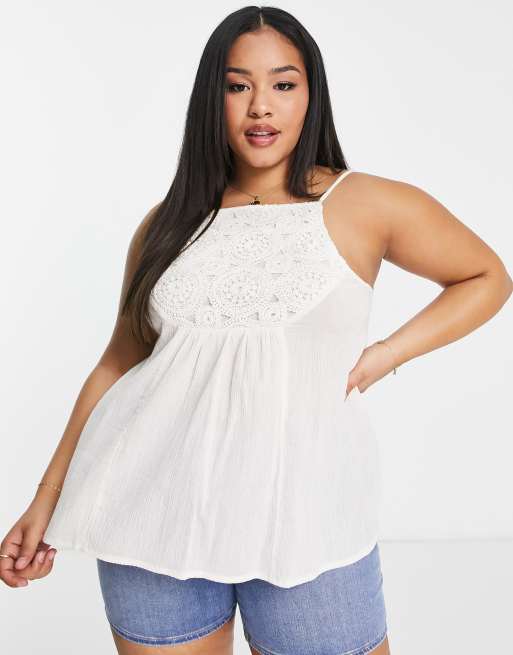 ASOS DESIGN Curve crochet mix sun top in cream, 4 of 4