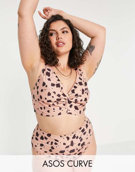 ASOS DESIGN Curve - Bikinisæt med bøjle i naturfarve med pletter, 2 af 2
