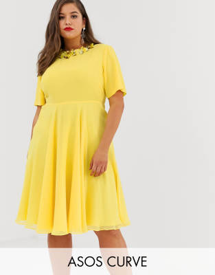 asos curve yellow dress