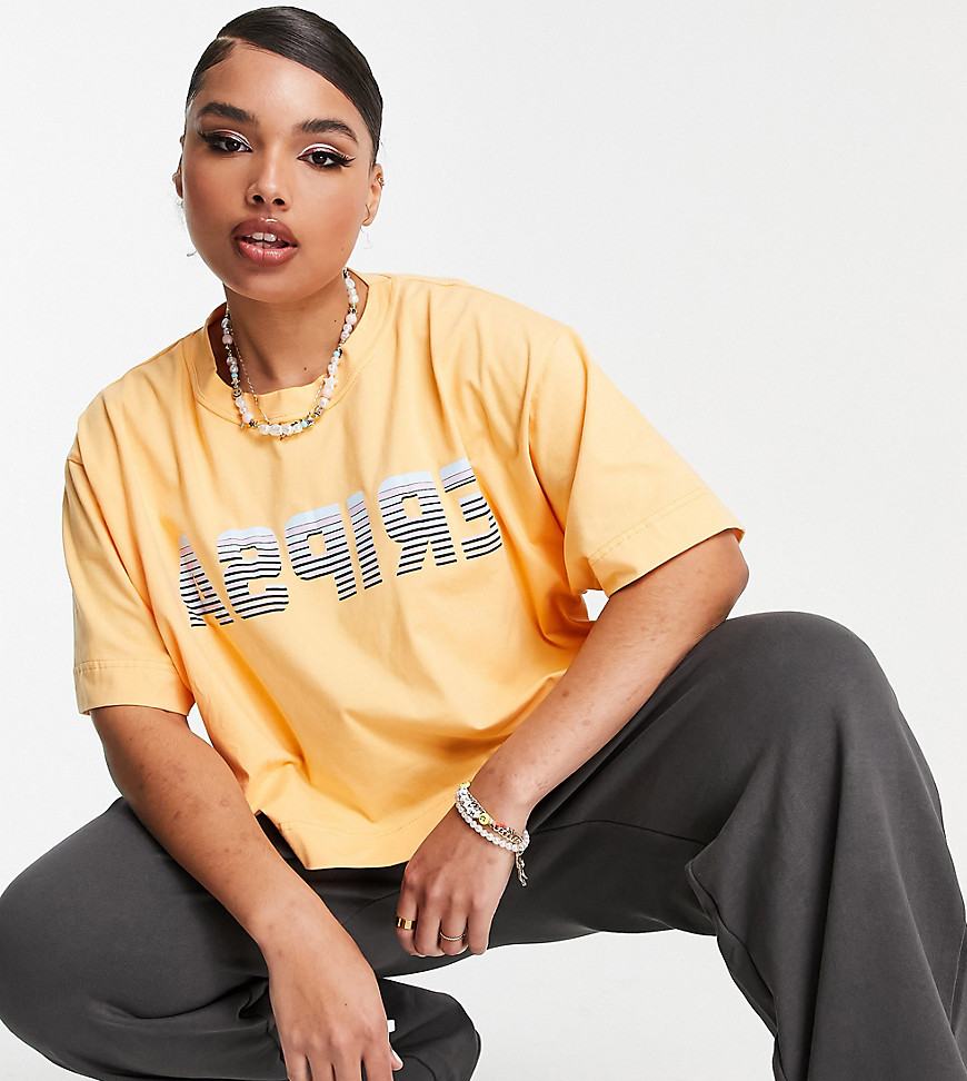 ASOS DESIGN Curve cropped boxy t-shirt with print in orange