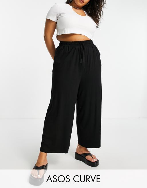 Wednesday's Girl Curve wide leg linen style relaxed pants in stone